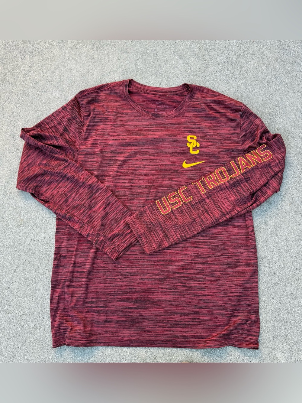 Nike Dri-FIT USC Trojans Long Sleeve red Athletic Shirt Football Large Mens